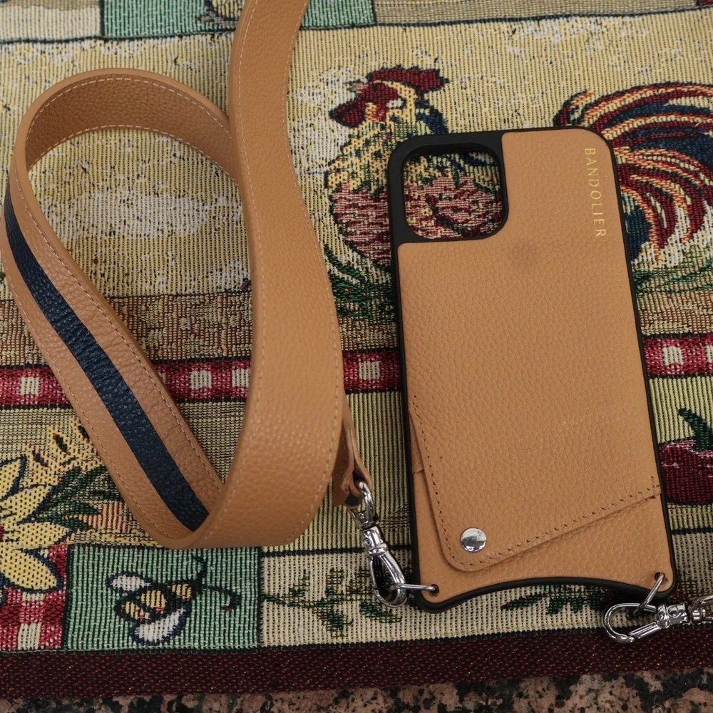 Bandolier Hailey Crossbody iPhone 13 Pro Max Case Pebbled Leather With Strap
